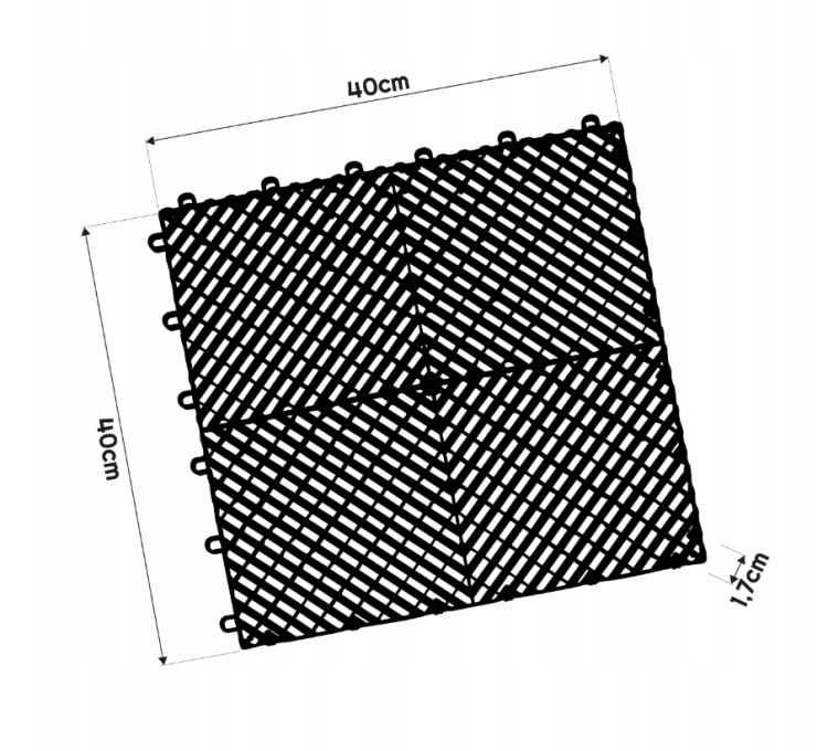 Płyta garażowa modułowa PP 40x40x1,8cm- czarna