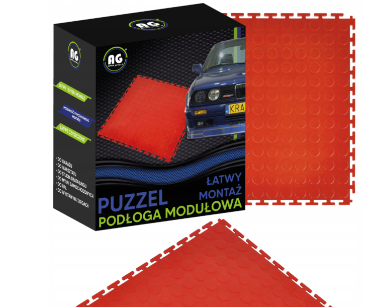 Płyta garażowa modułowa PC 50x50x0,6cm - czerwona