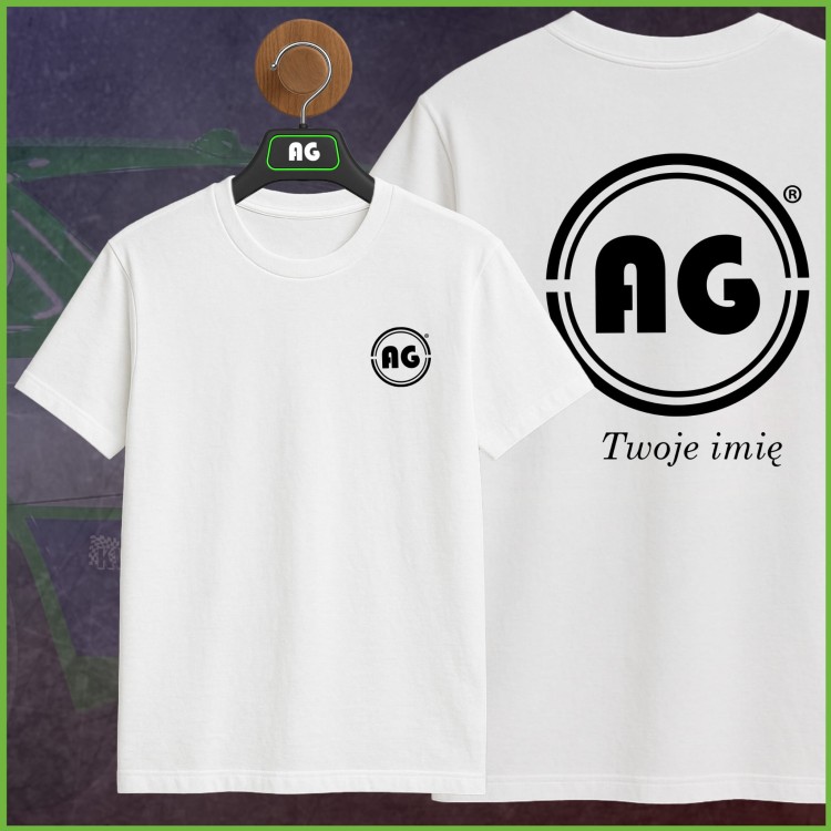 T-shirt AG biały z personalizacją