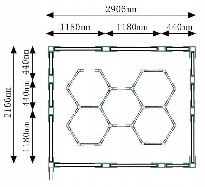 Lampa sufitowa LED Hexagon IP44 - 310W - 110 lm/W - 216 x 290cm - barwa zimna