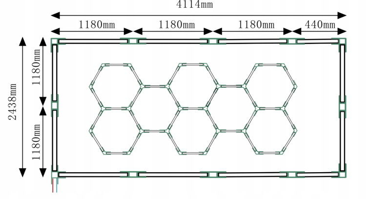 Lampa sufitowa LED Hexagon IP44 - 450W - 110 lm/W - 243 x 411cm - barwa zimna